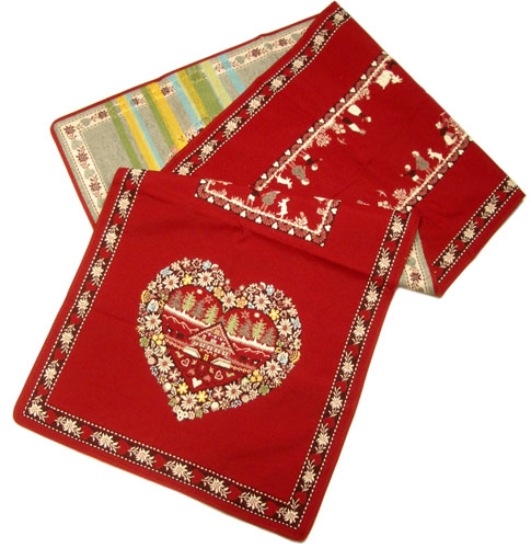 Montagne Jacquard Table runner (Plagne. red) - Click Image to Close